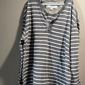 PD&C Gray Striped Henley Shirt